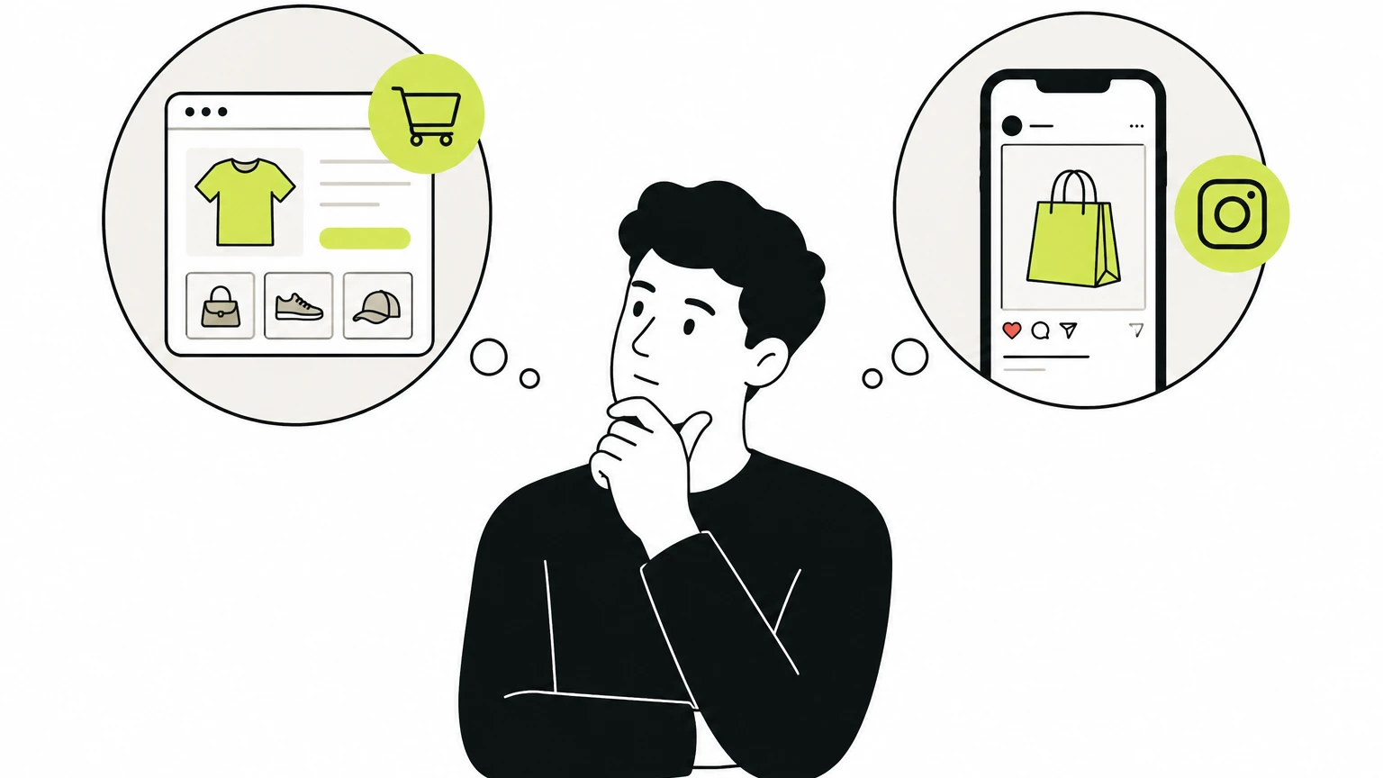 Comparación visual entre vender por Instagram y gestionar pedidos desde una tienda online propia